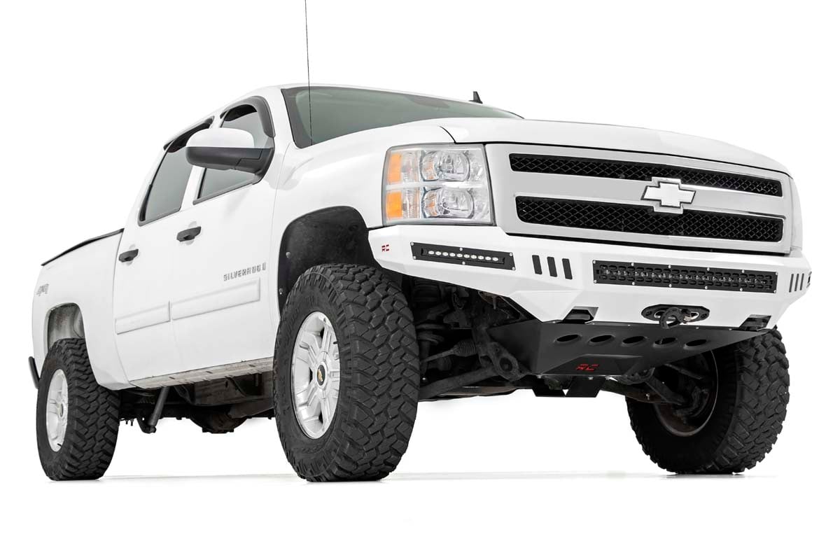 GMC Sierra 1500 Prerunner Bumper with Skid Plate - Front - Rough Country - Pre-Runner Style - Black - '07-'13